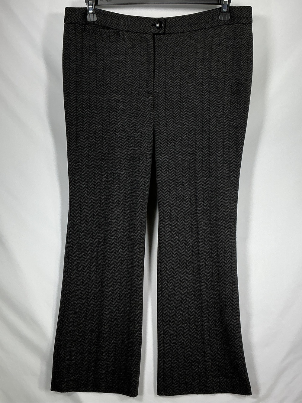 Talbots Charcoal Gray Herringbone Wide Leg Trousers Pants Size 14P